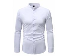 Manfinity Homme Men's Stand Collar Long Sleeve Shirt SKU: sm2312257937799904