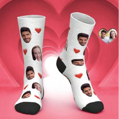 Носки для лица на заказ, персонализированные носки для лица с фото Индивидуальные забавные носки для экипажа, подарки для пар, мужчин, женщин, индивидуальные рождественские подарки на День святого Валентина, подарки на день рождения для подруги, парня, ее