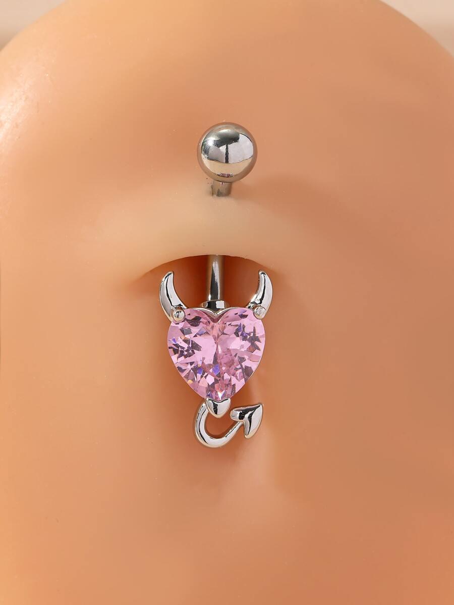 Кольцо для украшения пупка в виде сердца из кубического циркония из нержавеющей стали для женщин и девушек АРТИКУЛ: sj2212193562619517