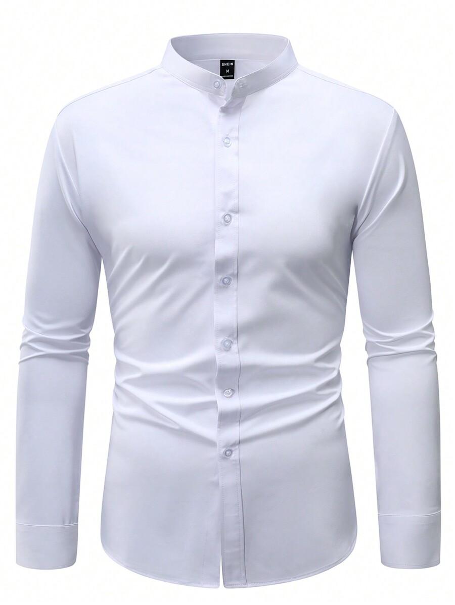 Manfinity Homme Men's Stand Collar Long Sleeve Shirt SKU: sm2312257937799904