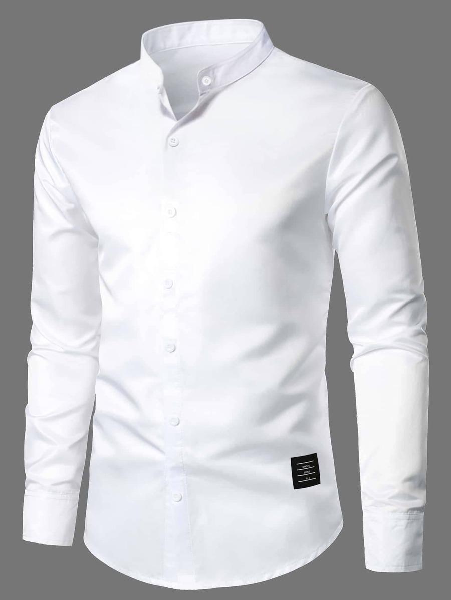 Manfinity Mode Men Patched Detail Button Up Shirt SKU: sm2210287330047310