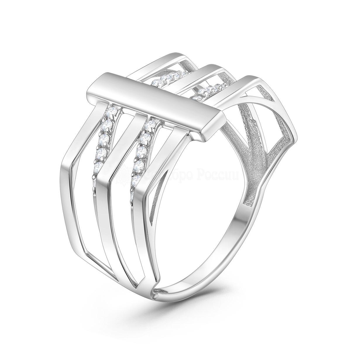 Кольцо из серебра с фианитами родированное Артикул: К-4497-Р