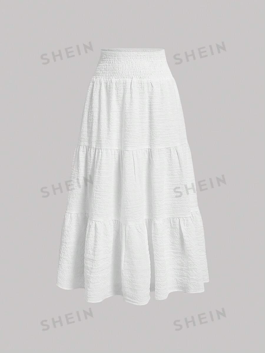 Однотонная юбка с оборками по низу от SHEIN MOD АРТИКУЛ: sz2306247702215131